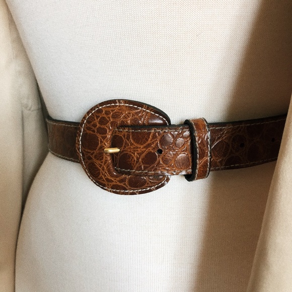 Accessories - BROWN VINTAGE CROC BUCKLE WAIST BELT